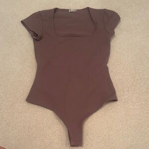 Free People Short Sleeve Square Neck Bodysuit - Brown